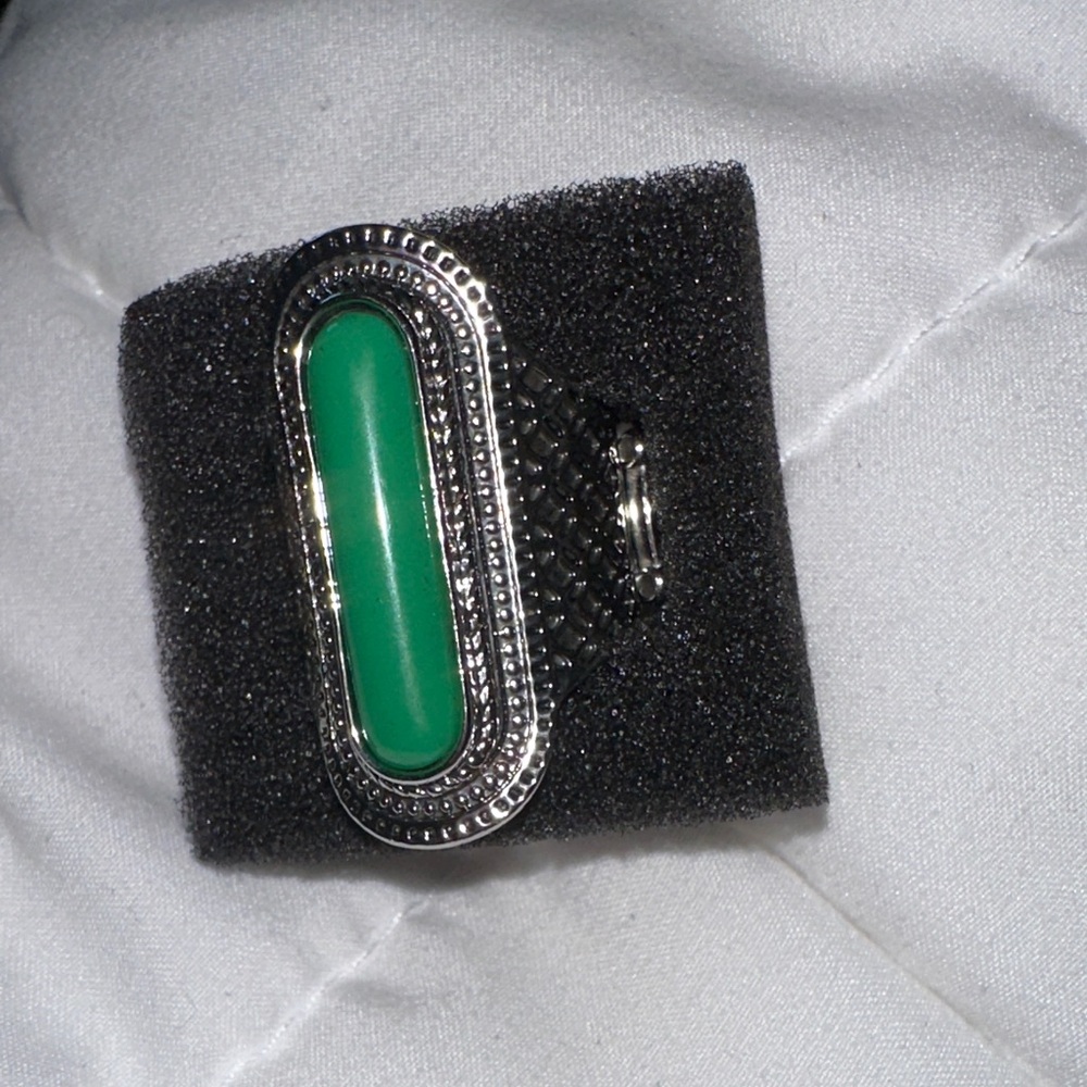 Green Cabochon Silver-Accent Statement Ring - Women